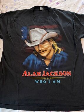 JACKSON Black Tee with Red & Blue Graphic - Alan Jackson "Who I Am"